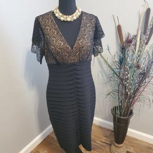 Simply Liliana Black Ruched Lace Dress